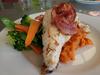 Lemon and fennel snapper with crispy pancetta on mango sweet potato mash